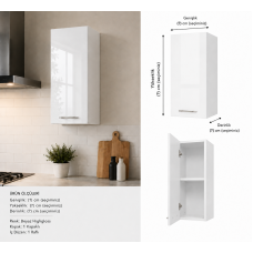 Mutfak Dolabı Üst Modül Highgloss Parlak Kapak/Mdflam Gövde Mutfak Dolabı Üst Modül Highgloss Parlak Kapak/Mdflam Gövde