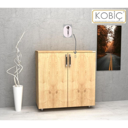 Kobiç Ofis Dosya Dolabı Kilitli Tam Kapak Suntalam Dolap 80x35x80 Cm Meşe Kobiç Ofis Dosya Dolabı Kilitli Tam Kapak Suntalam Dolap 80x35x80 Cm Meşe